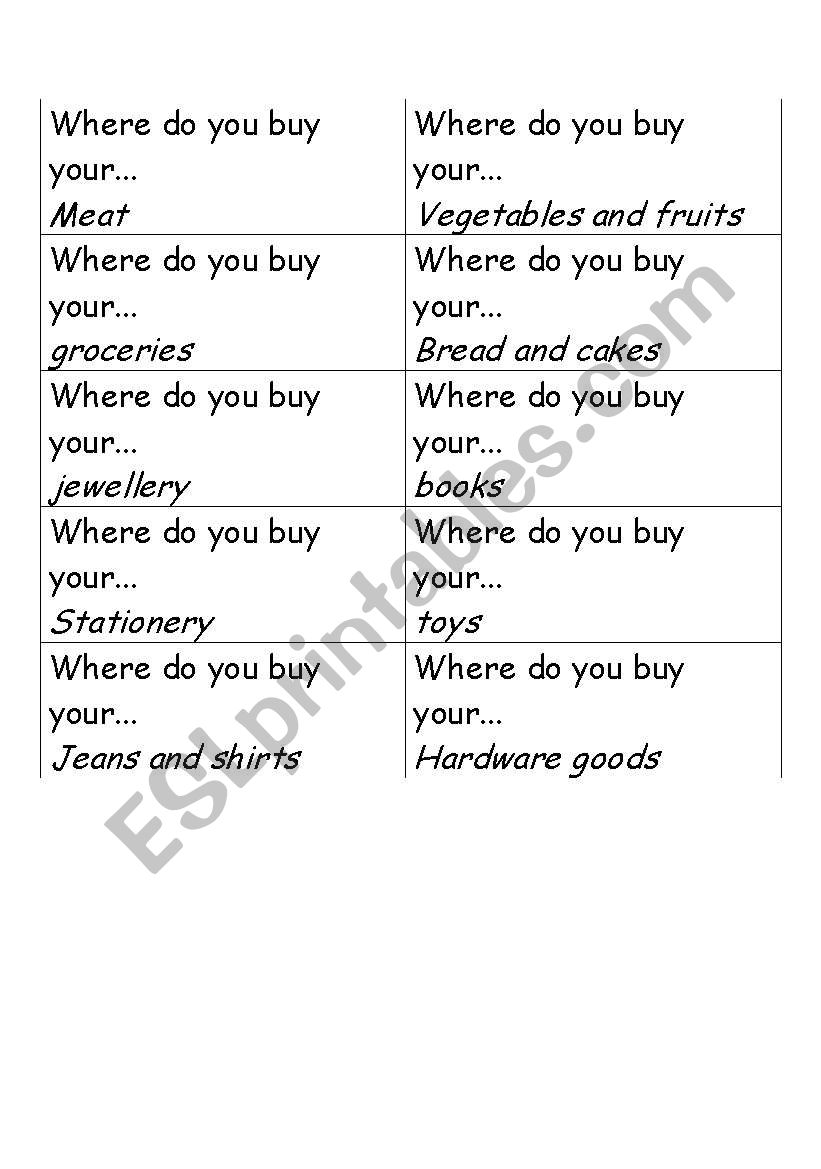 Where do you buy your... - shops exercise