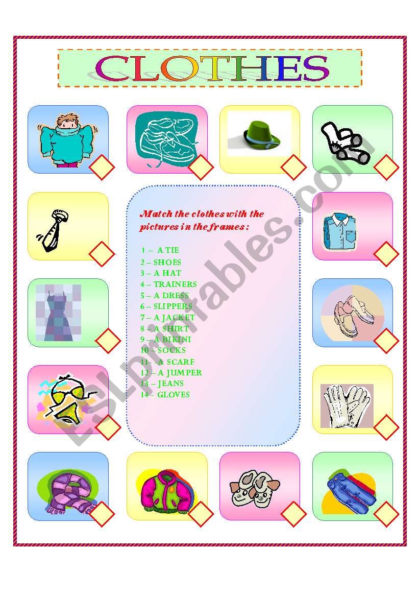 clothes match / elementary worksheet