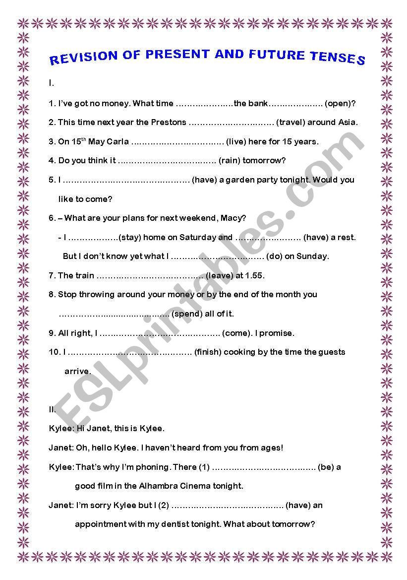 REVISION OF PRESENT AND FUTURE TENSES + ABSWER KEY