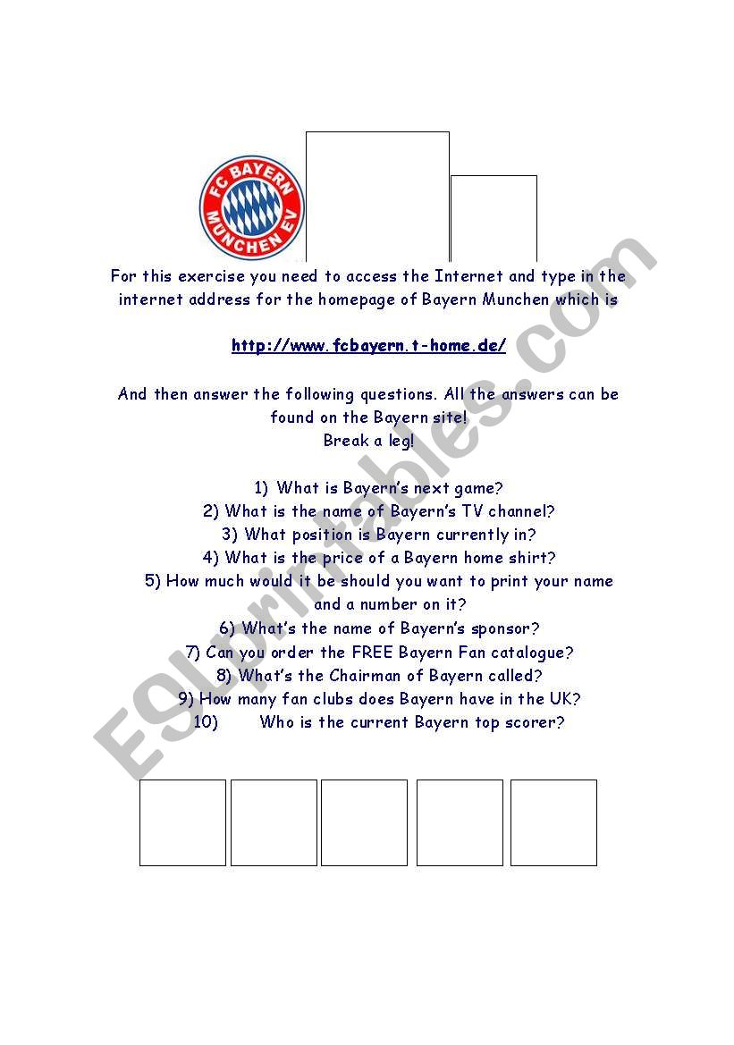 Bayern Munich Sportsquiz worksheet