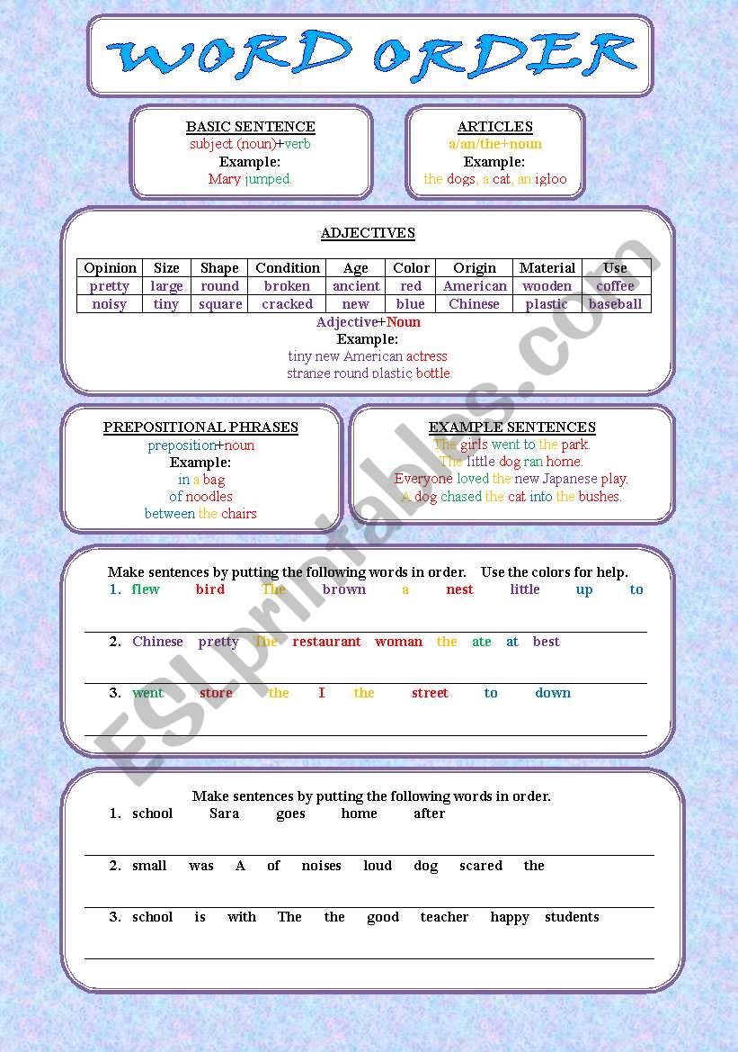 Word Order (Grammar Guide and Short Exercises)