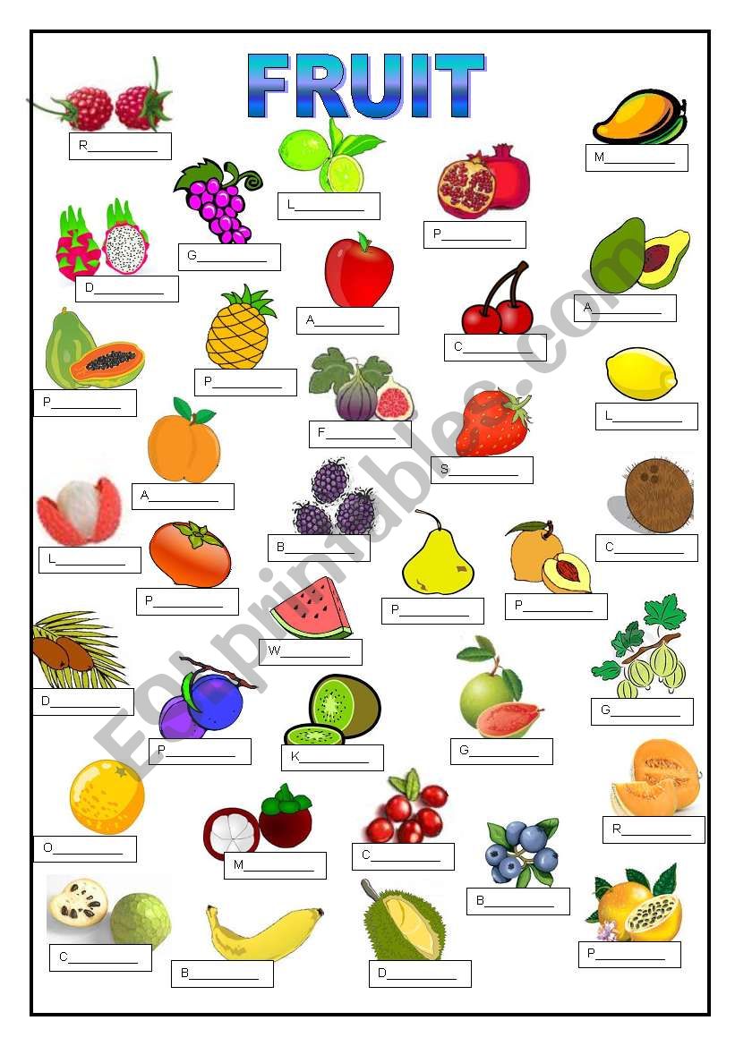 FRUIT (KEY IS INCLUDED) worksheet