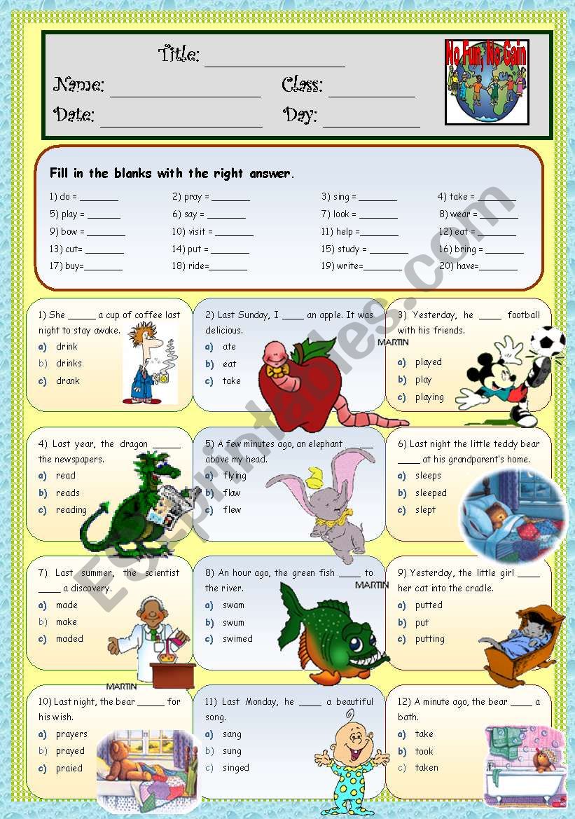 Past Tense Exercise worksheet