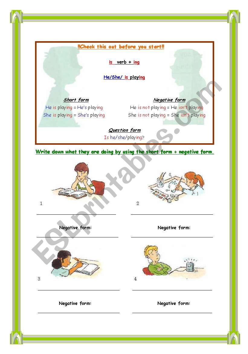 present continuous worksheet