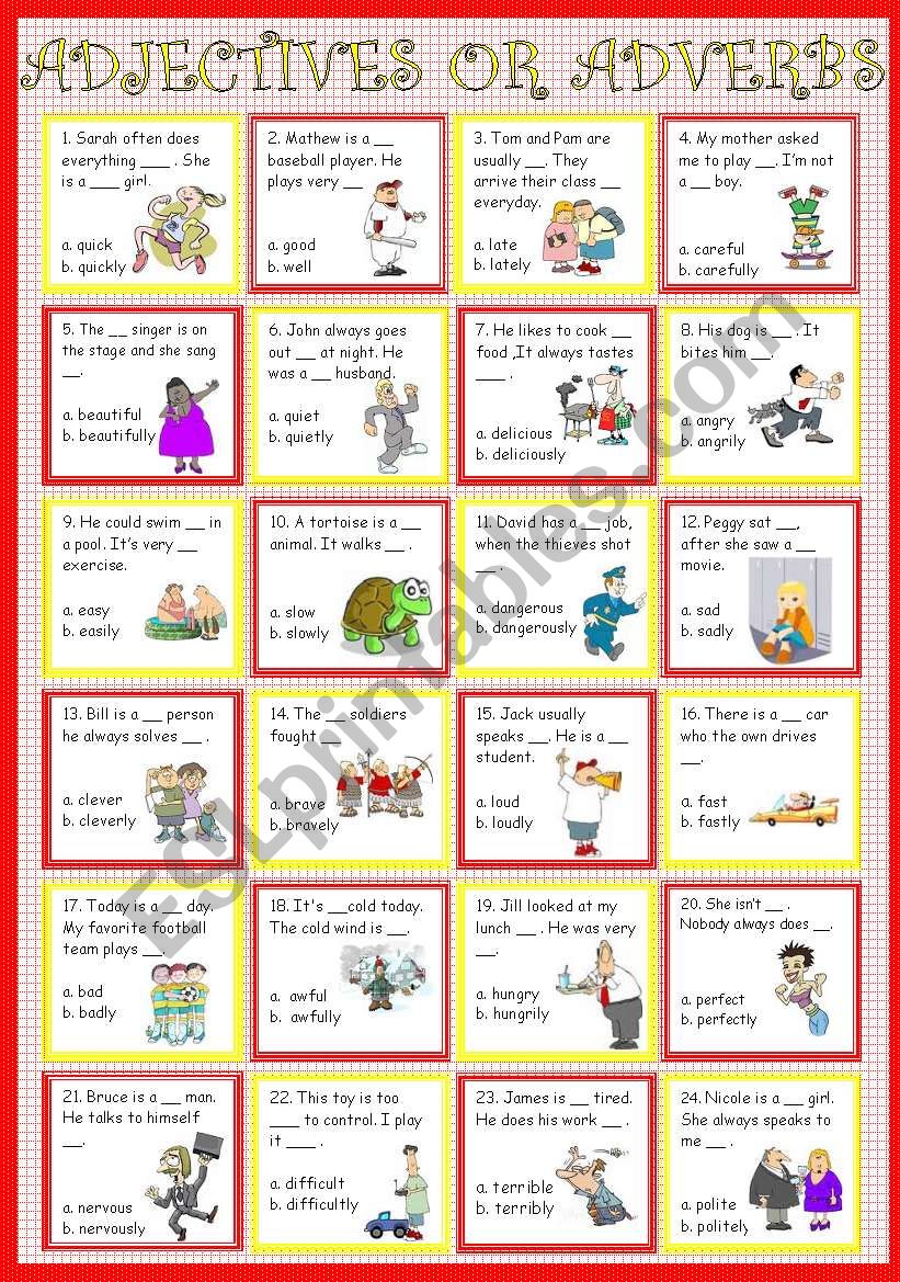 Adjectives or Adverb worksheet