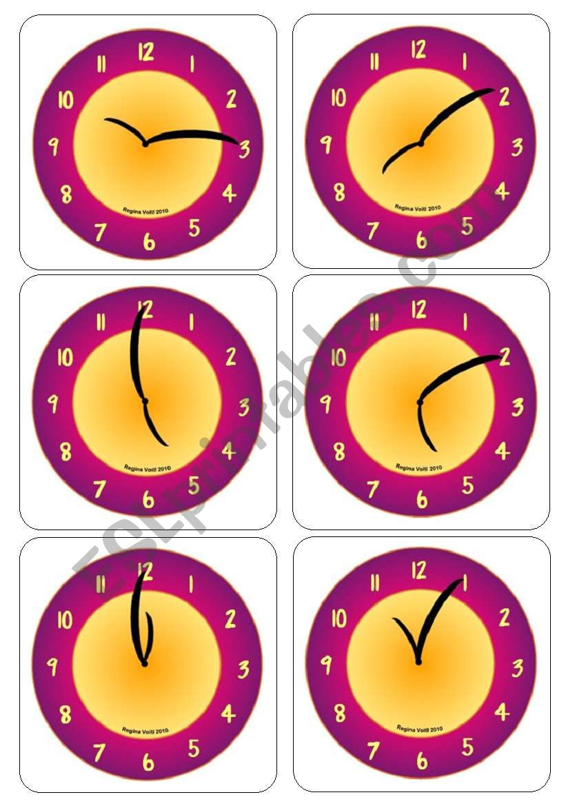 Into the sunset - Time / clock flashcards for older children and adults (incl. word cards - Editable)
