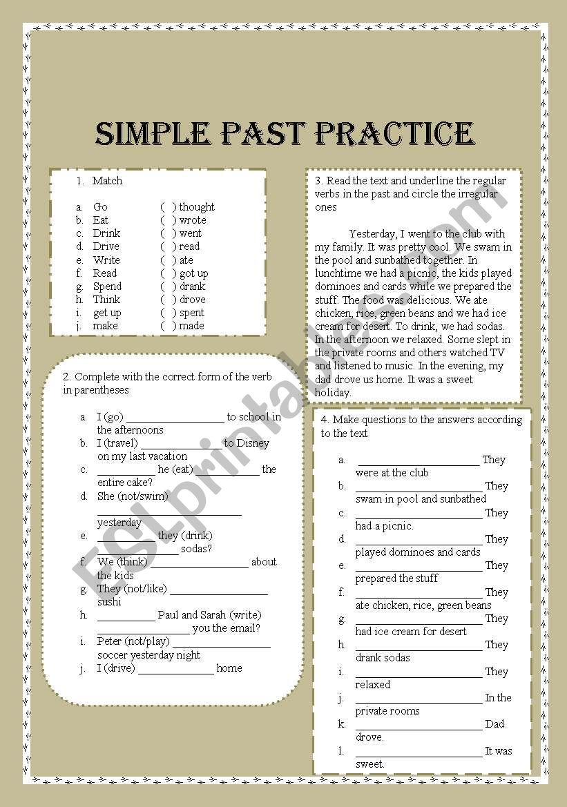 simple past practice worksheet