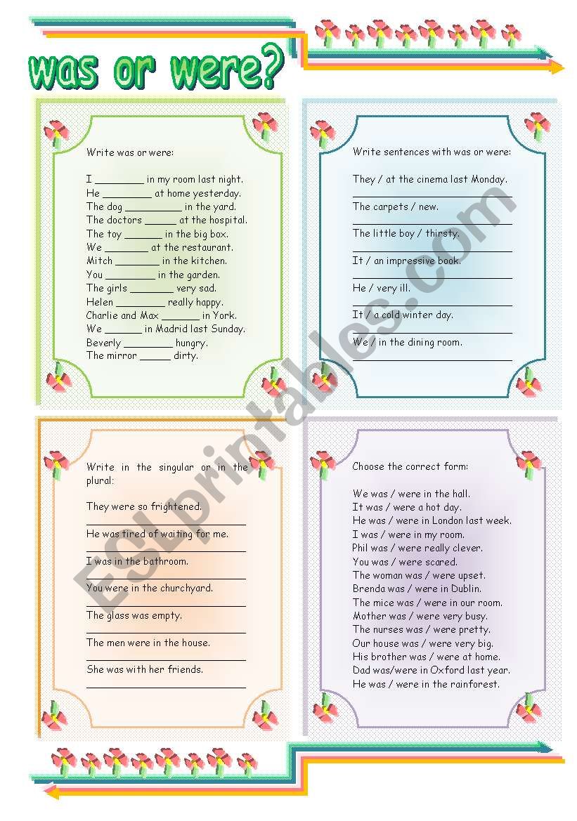 was or were? worksheet