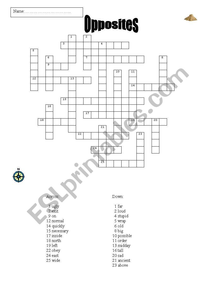 Opposites Crossword worksheet