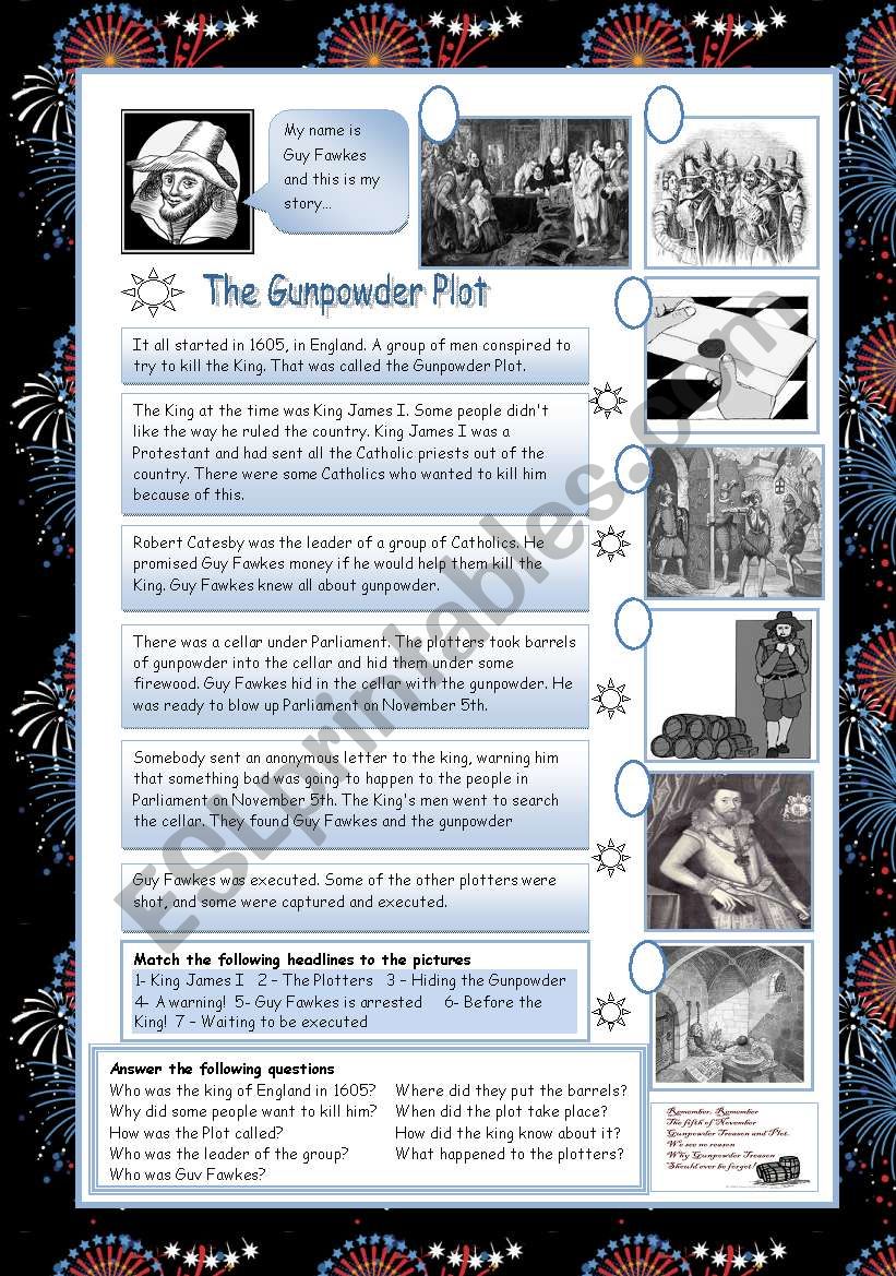 The Gunpowder Plot worksheet