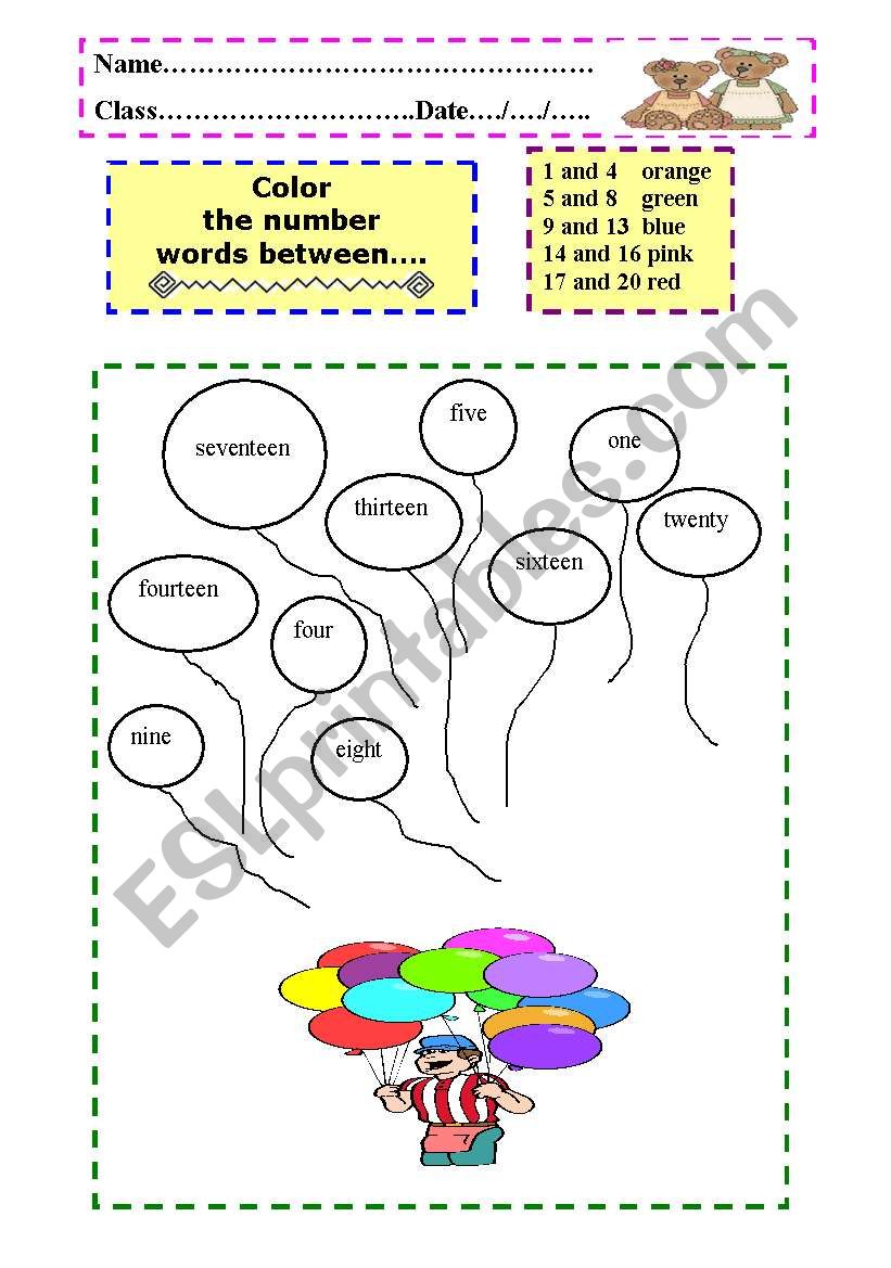 colouring numbers worksheet
