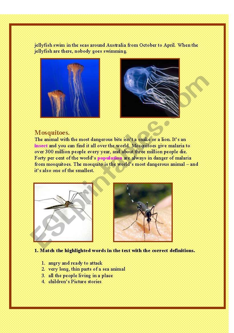 The most dangerous animals in the world - ESL worksheet by tentere