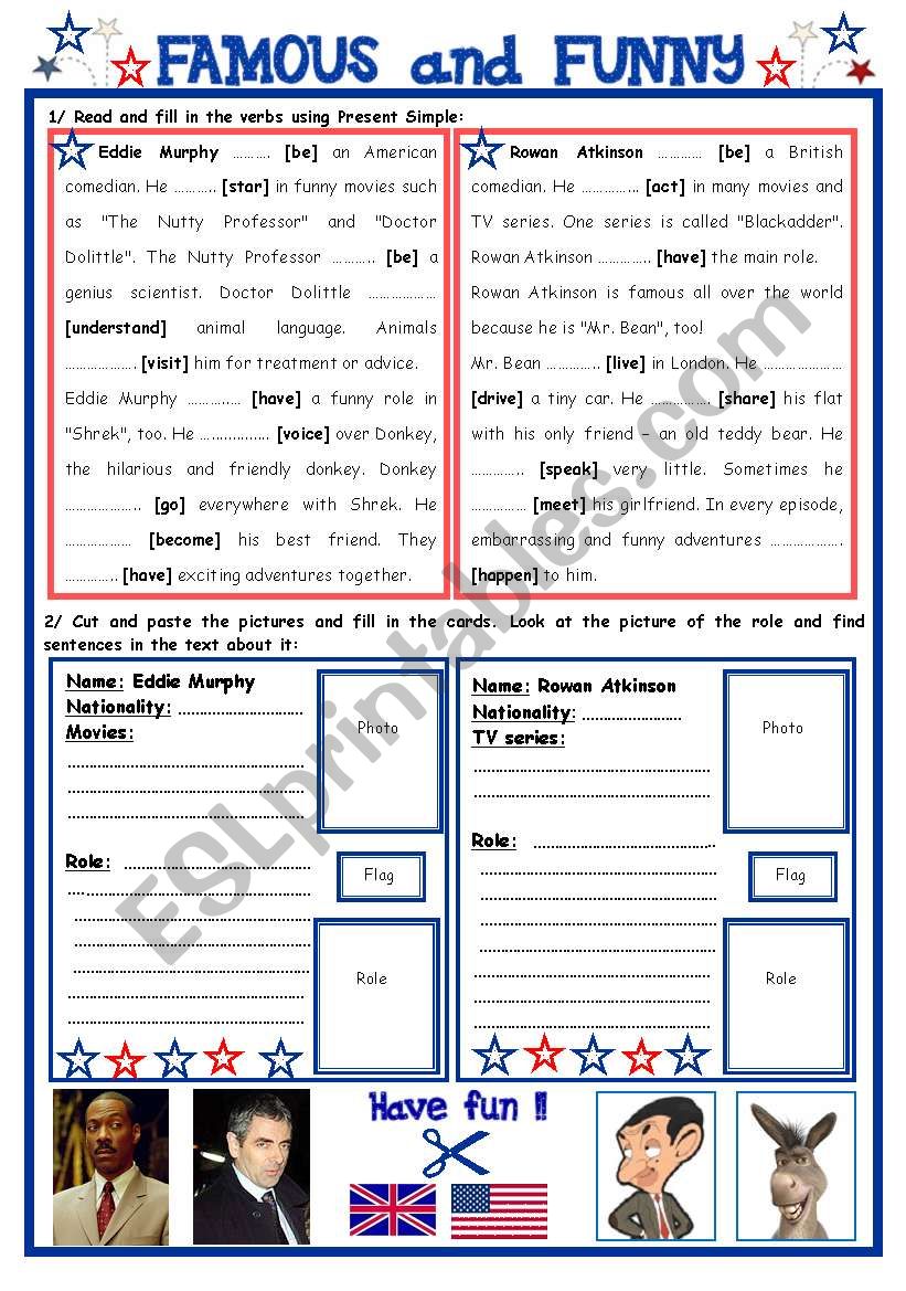 FAMOUS and FUNNY- Present Simple + Activities