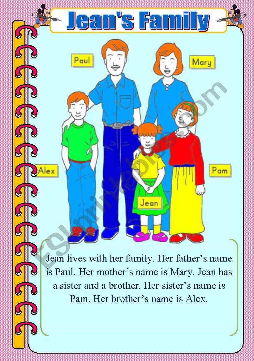 Jeans Family Tree worksheet