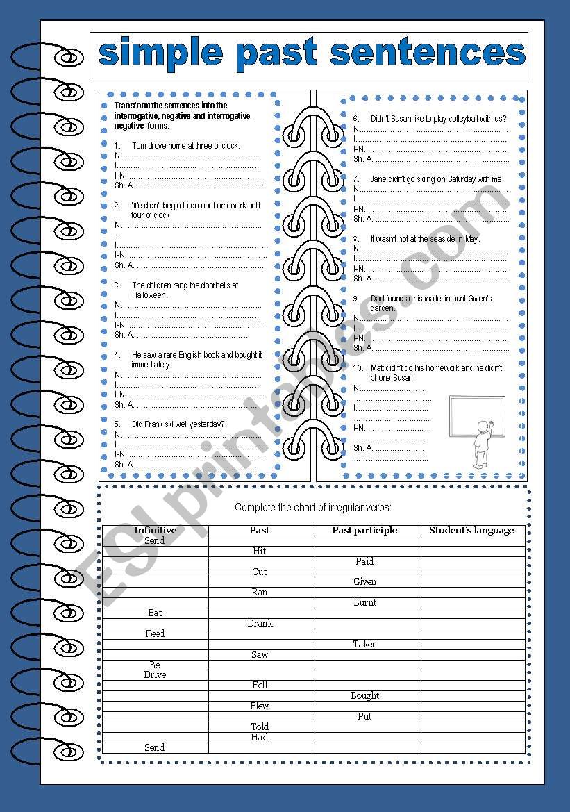 PAST SIMPLE SENTENCES worksheet