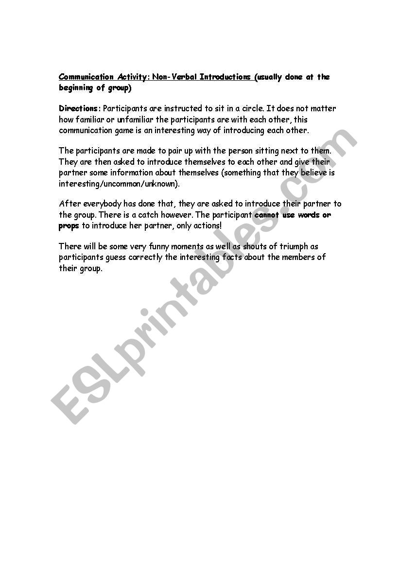 Nonverbal Communication worksheet