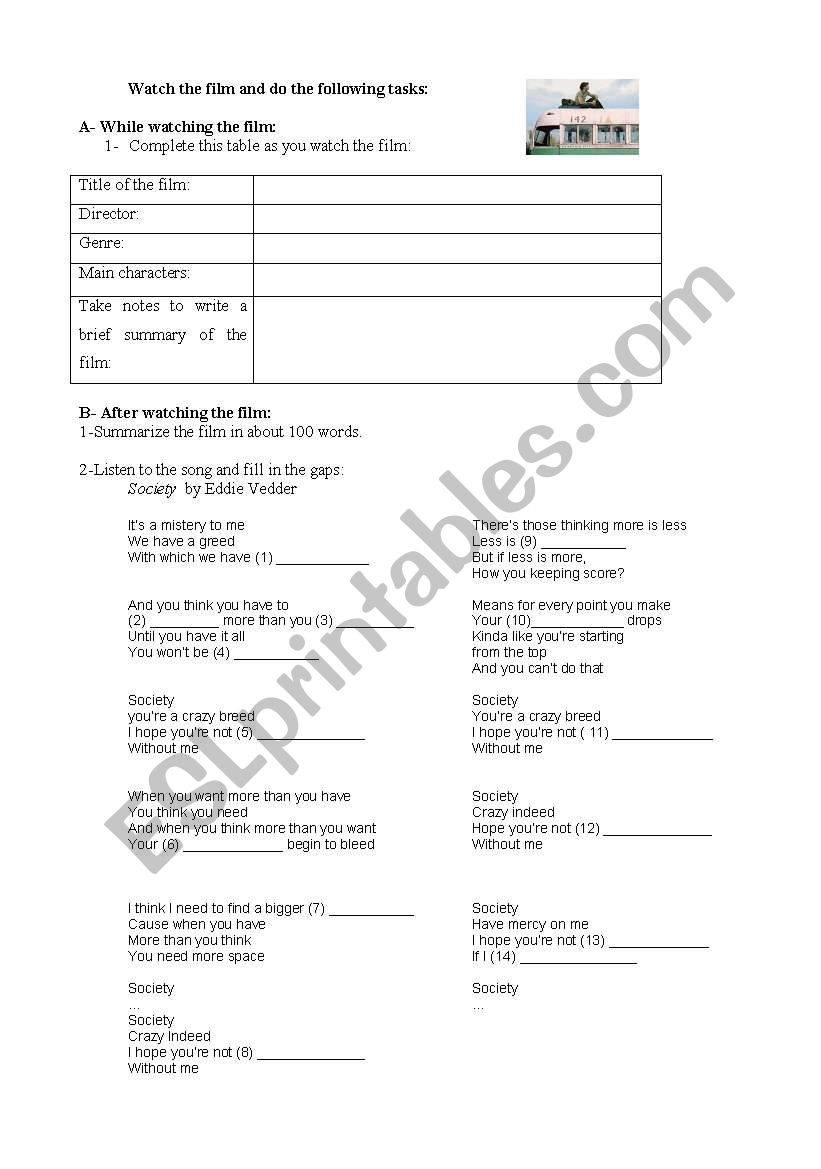 Into the Wild - worksheet worksheet