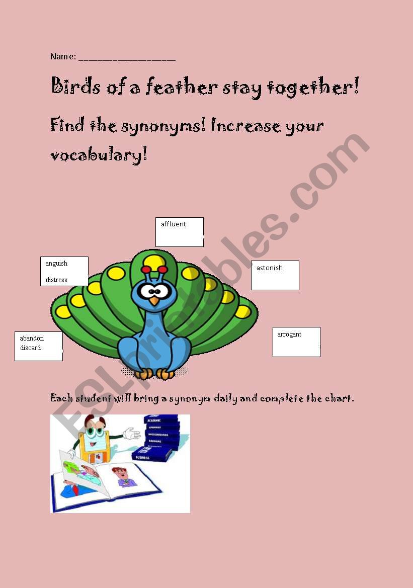 Synonymns worksheet