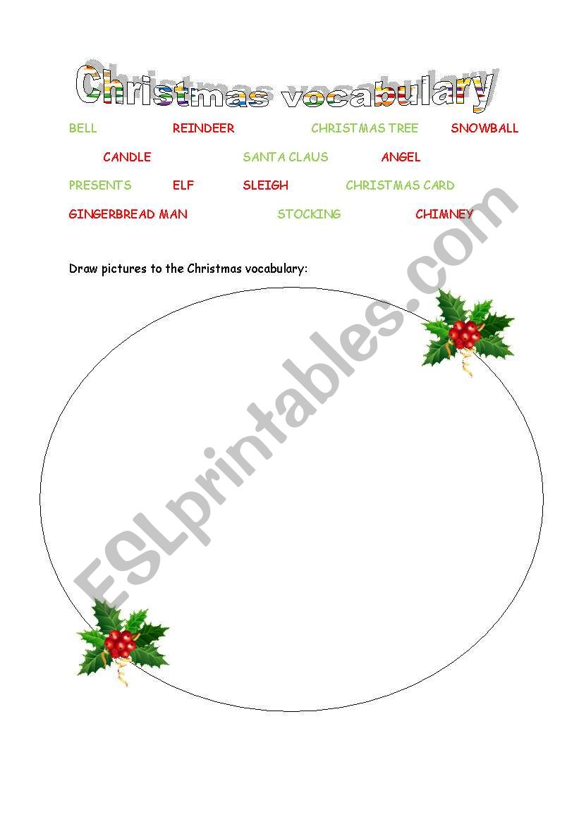 Christmas vocabulary worksheet