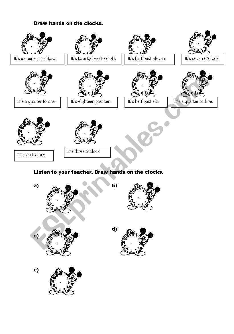 clocks & time worksheet