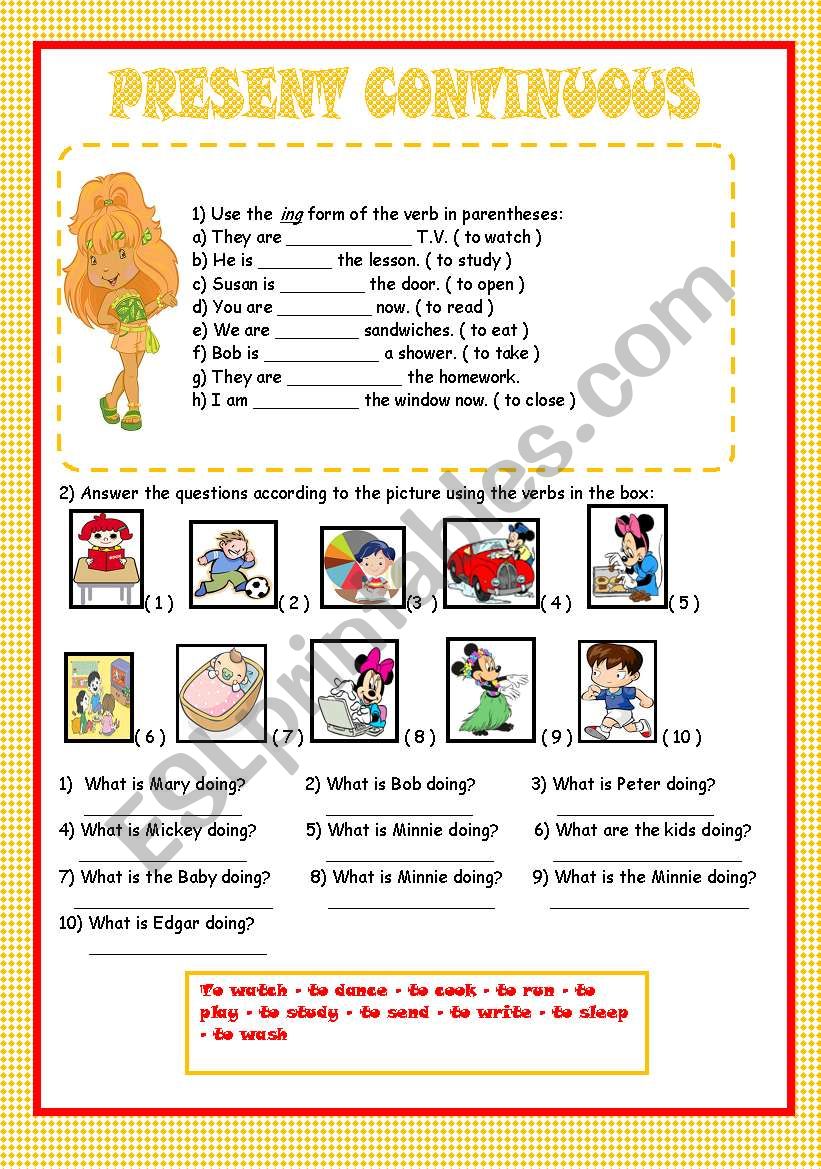 PRESENT CONTINUOUS worksheet