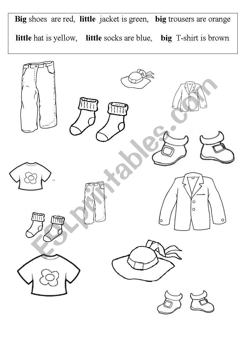 Big, little clothes worksheet