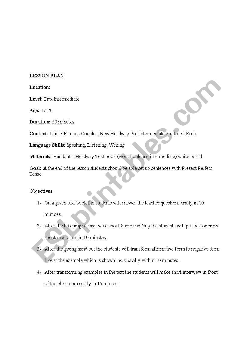 lesson plan worksheet