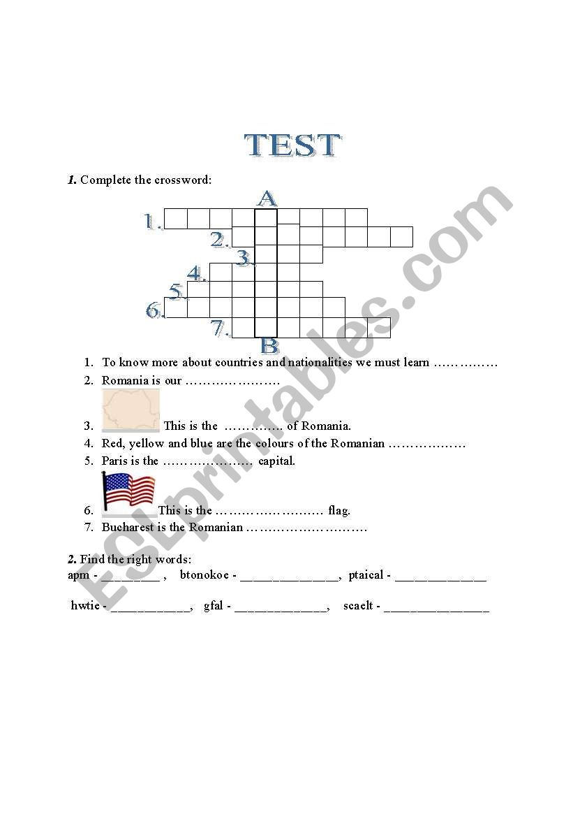 COUNTRIES AND NATIONALITIES worksheet