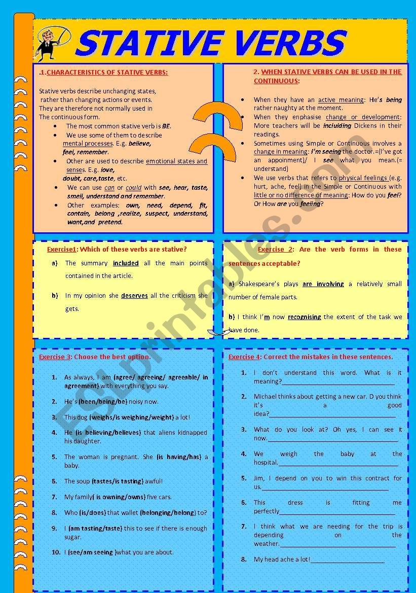 STATIVE VERBS.REUPLOADED. worksheet