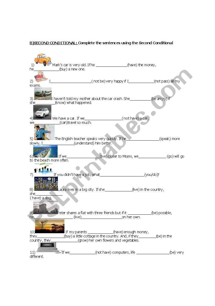 Second Conditional. Sentences with pictures.