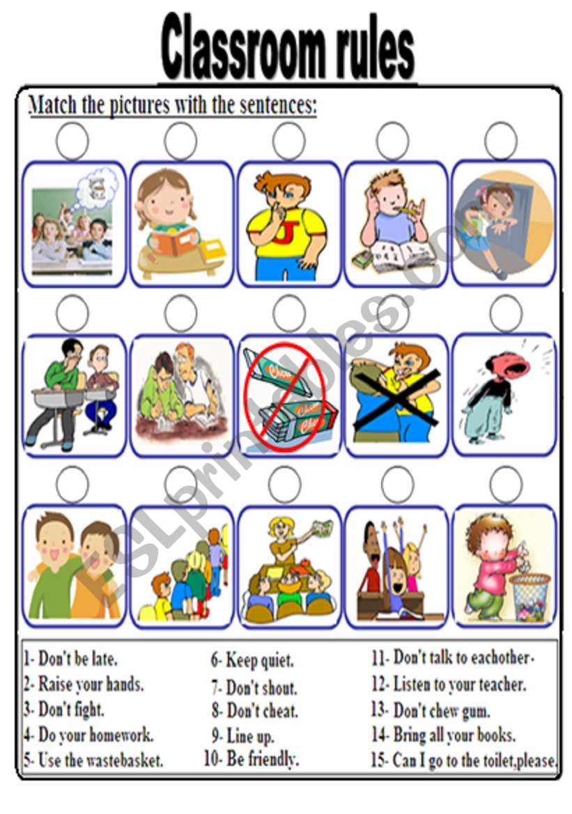 classroom rules worksheet