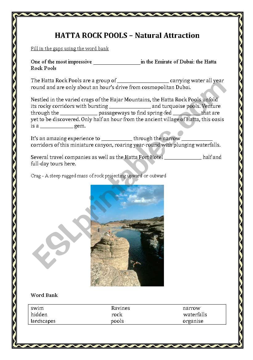 DUBAI -HATTA ROCK POOLS worksheet