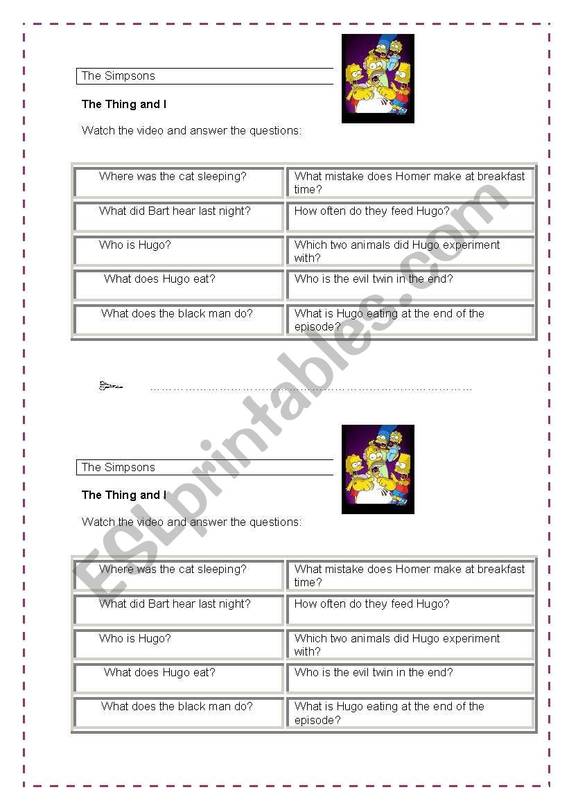 The Simpsoms video activity (with key)