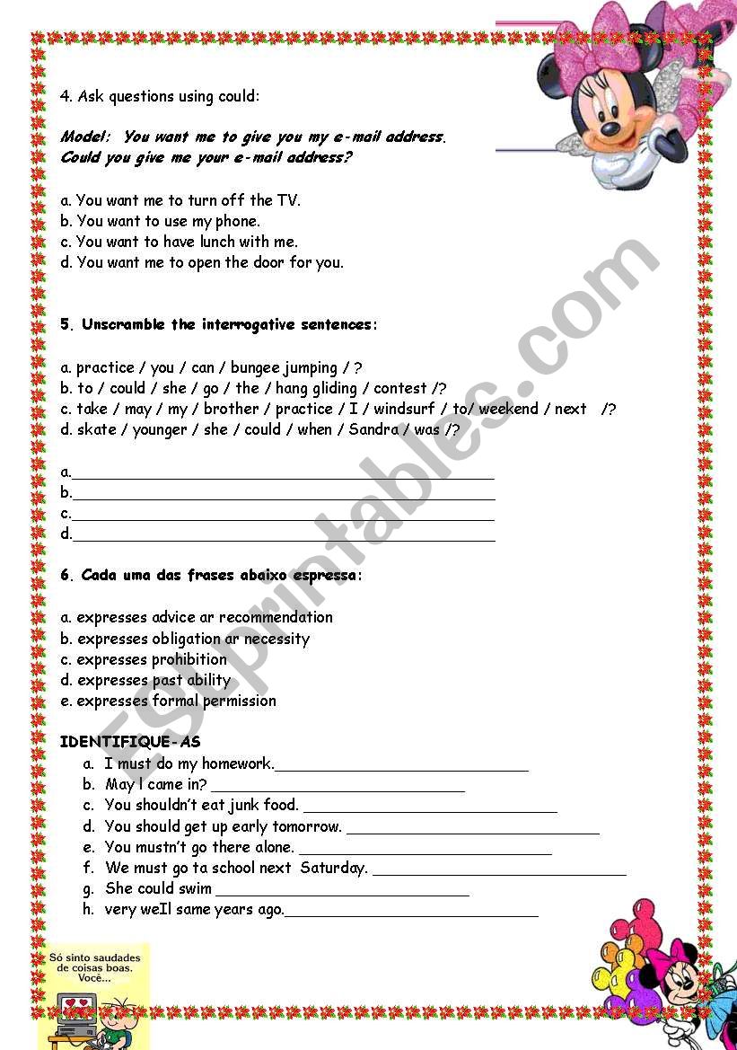 MODAL VERB PARTE II worksheet