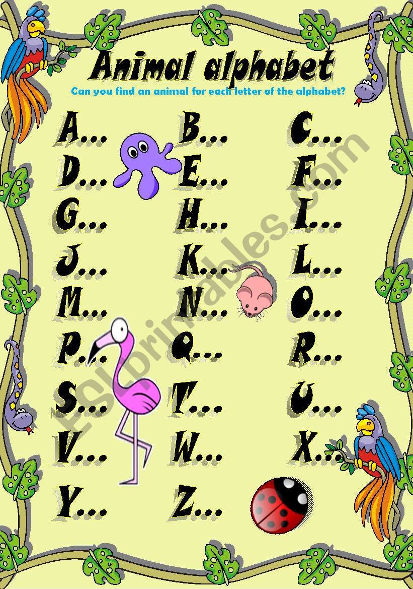 ALPHABET & ANIMALS worksheet