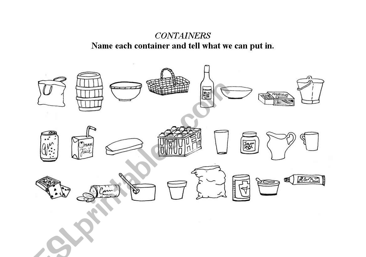 Containers worksheet