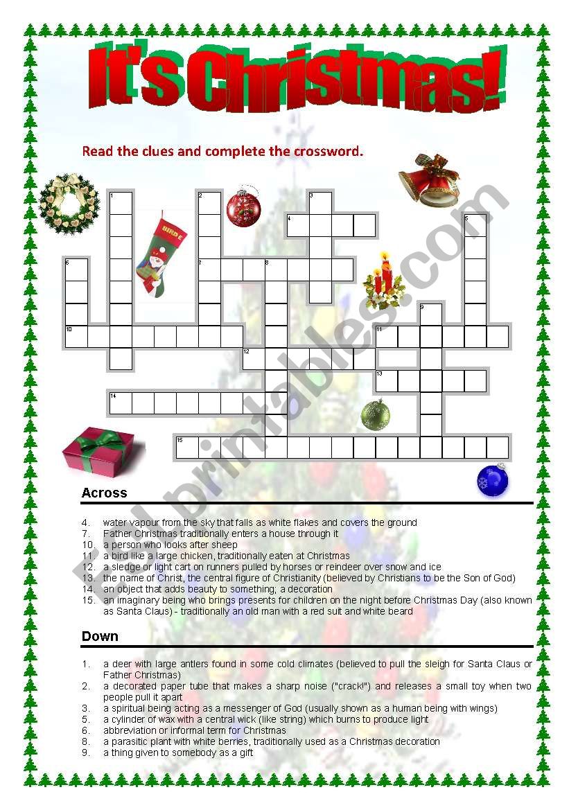 Christmas Crossword worksheet