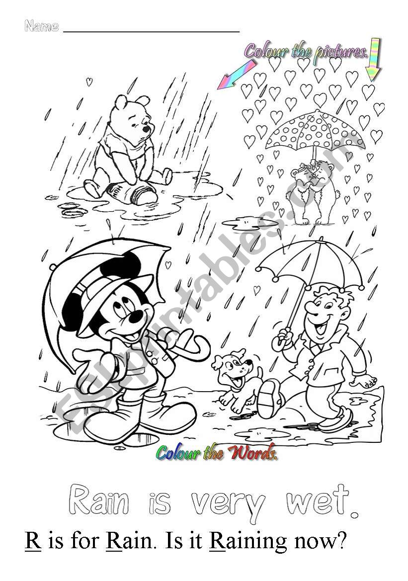 R is for rain worksheet