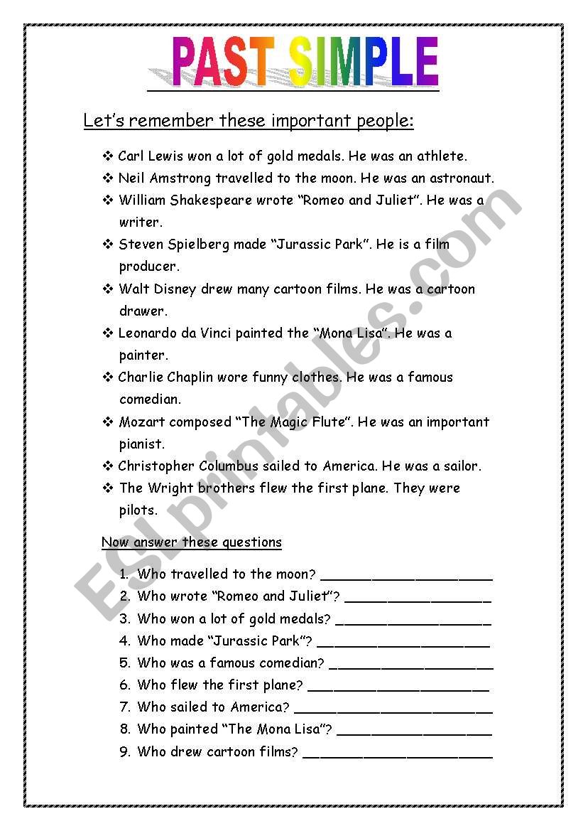 past simple worksheet