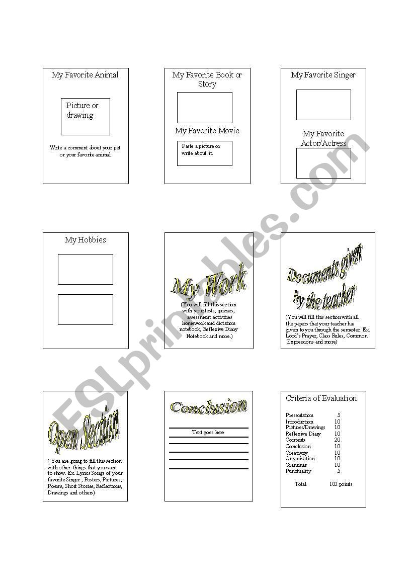 Portfolio worksheet