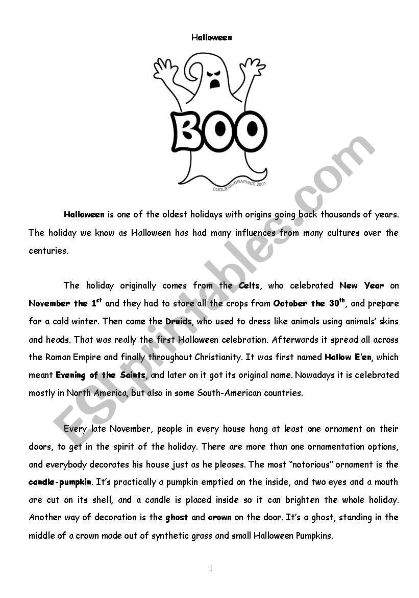 halloween presentation worksheet