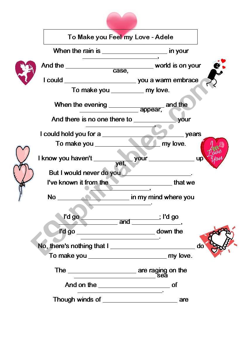 To Make you feel my love worksheet