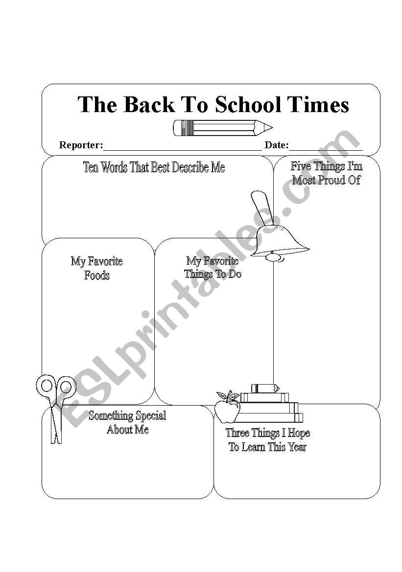 Newsletter for back to school worksheet