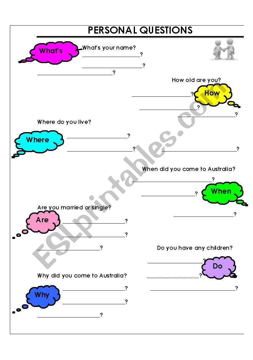 personal questions worksheet