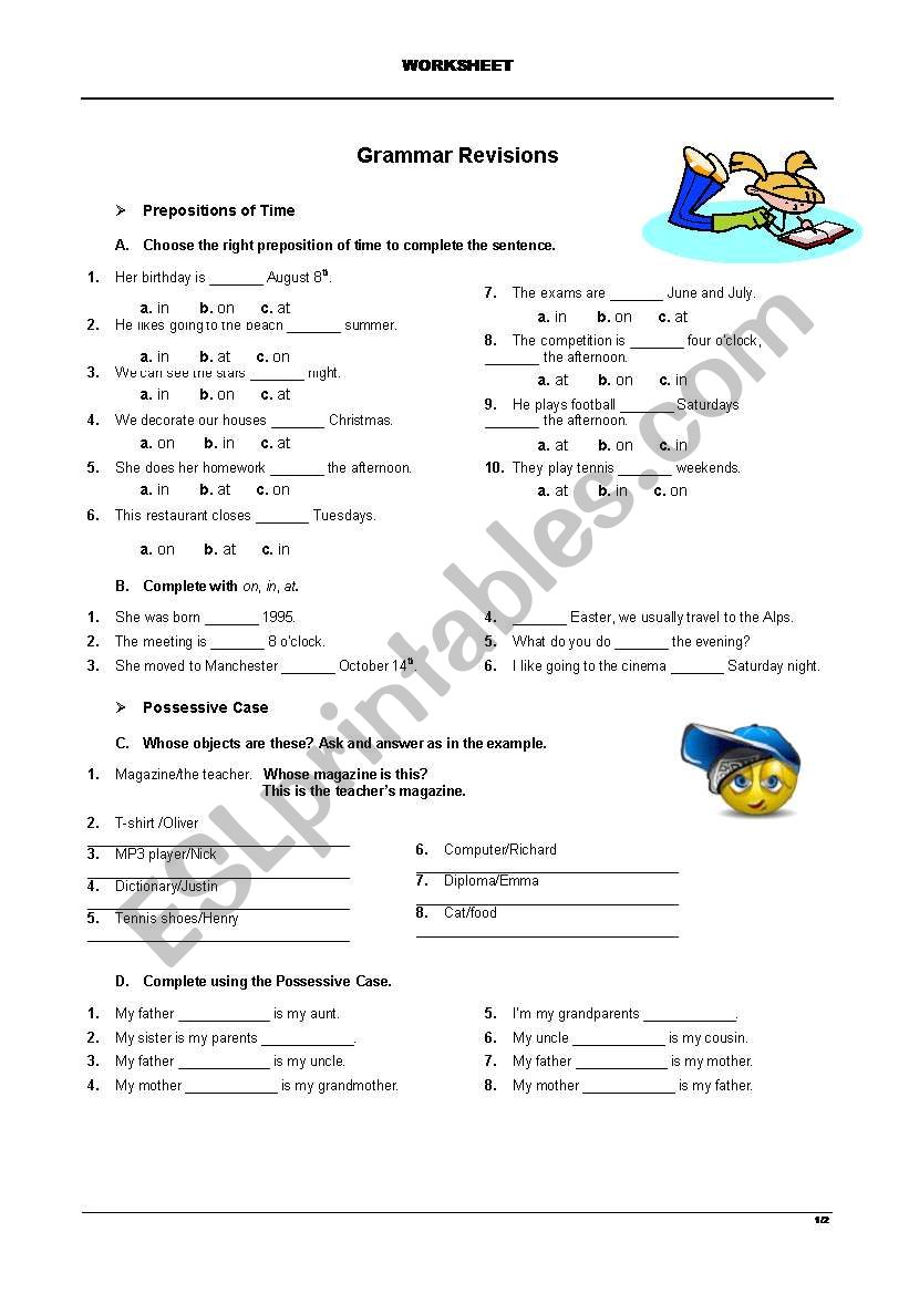 Grammar revision exercises worksheet