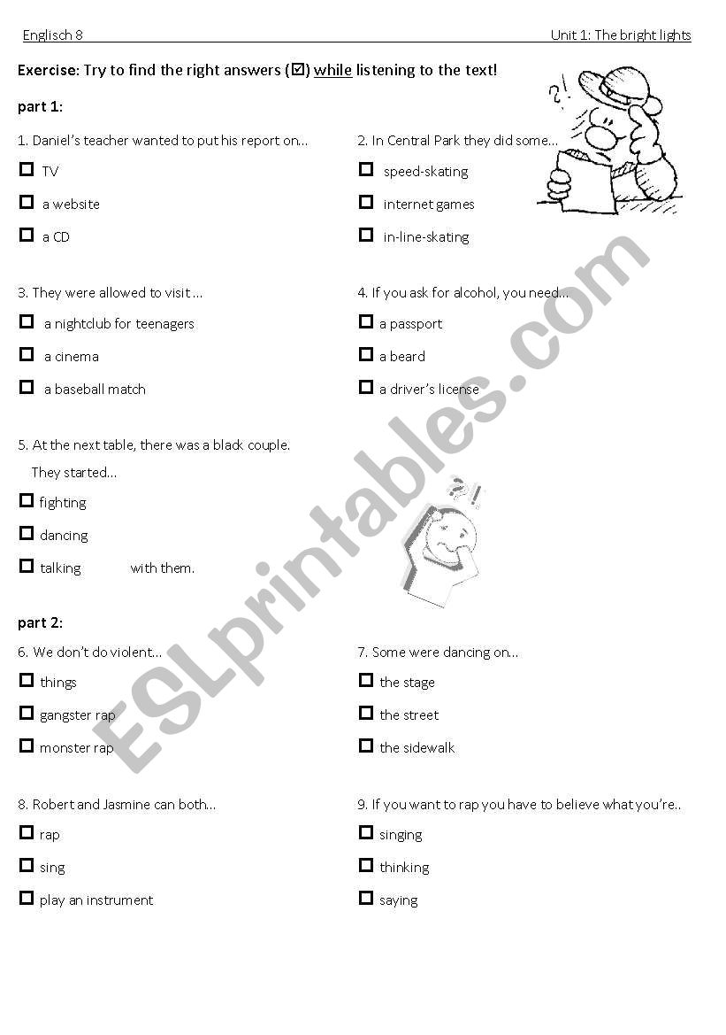 Listening Go Ahead 8, Unit 1 worksheet