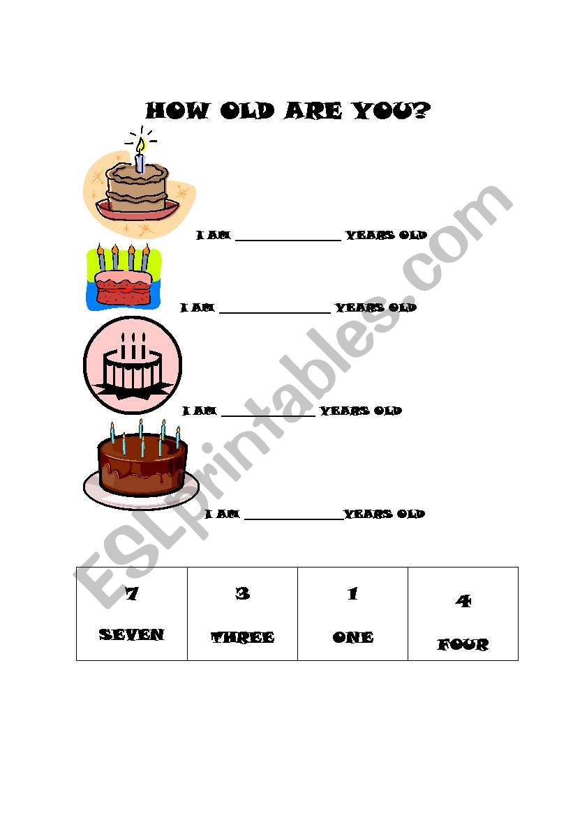 How old are you? worksheet.