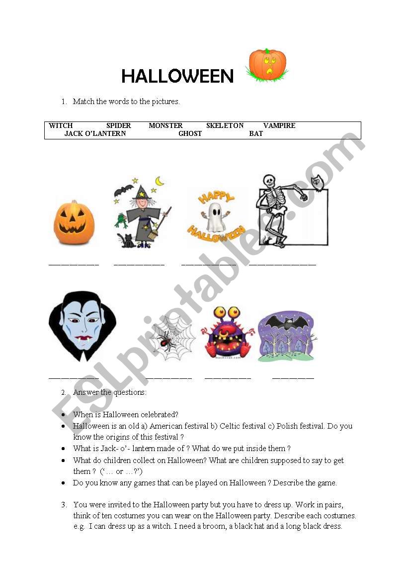 Halloween worksheet worksheet