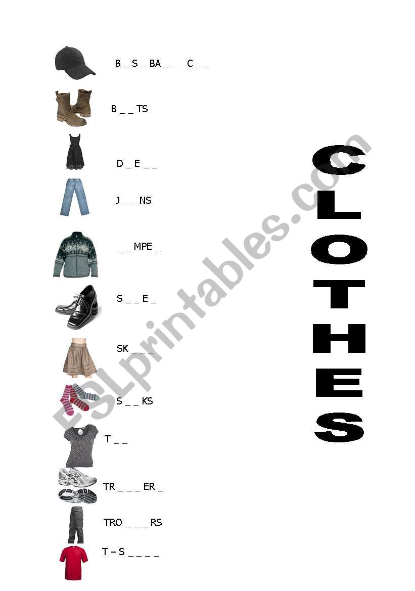 CLOTHES worksheet