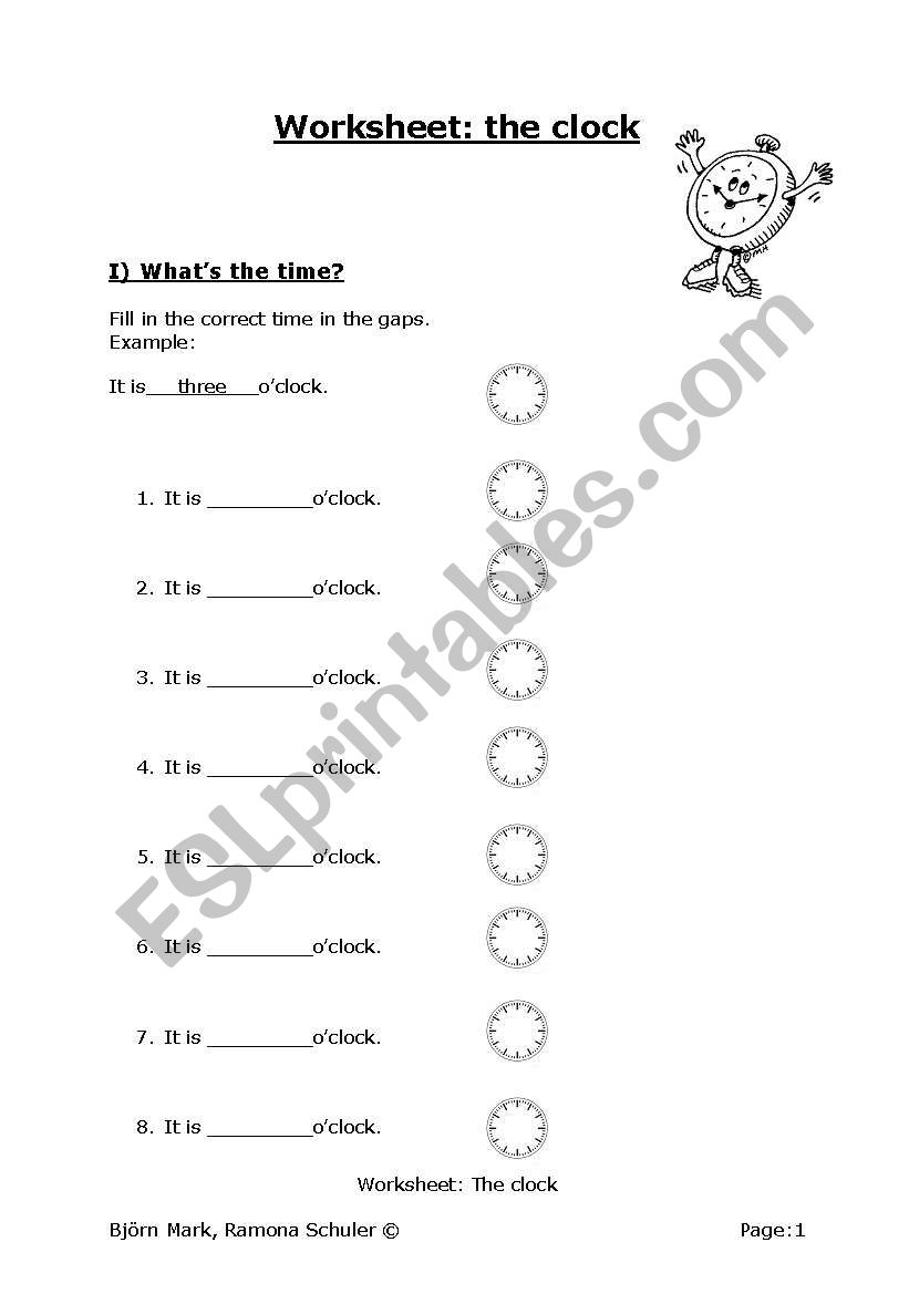 the clock worksheet